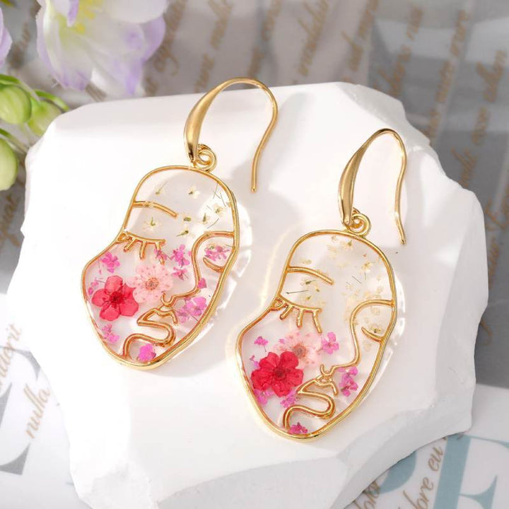 Abstract Lady Pressed Flower Earrings
