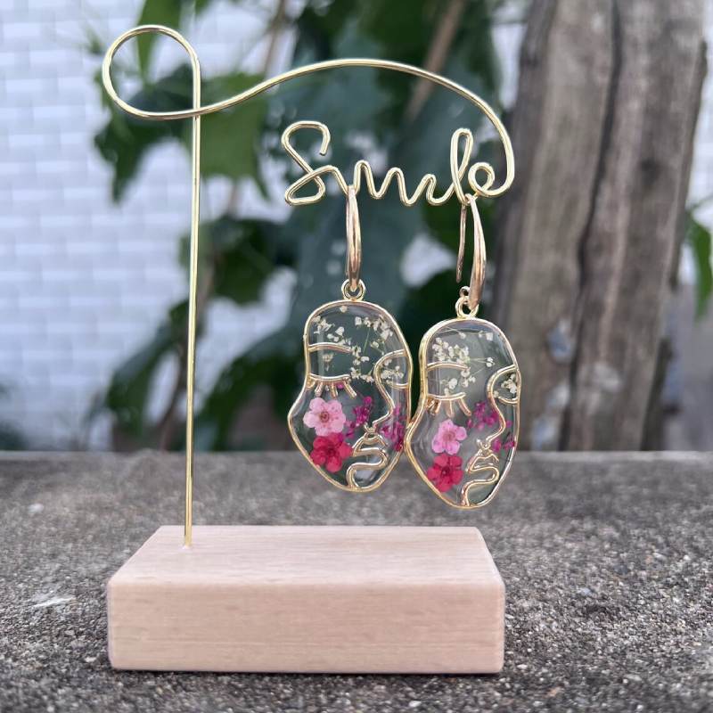Abstract Lady Pressed Flower Earrings